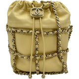 シャネル CHANEL バケットドローストリングチェーンショルダー AS2314 30番台 イエロー ゴールド金具 ラムスキン レディース ショルダーバッグ