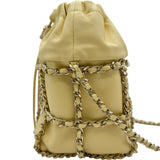 シャネル CHANEL バケットドローストリングチェーンショルダー AS2314 30番台 イエロー ゴールド金具 ラムスキン レディース ショルダーバッグ