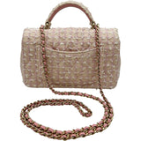 シャネル CHANEL トップハンドルミニフラップバッグ AS2431 ピンク ゴールド金具 ツイード レディース ショルダーバッグ