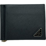 プラダ PRADA トライアングルロゴ マネークリップ 2MN077 ブラック サフィアーノ レディース 二つ折り財布