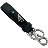プラダ PRADA トライアングルロゴ キーホルダー 2PP68T ブラック シルバー金具 サフィアーノ レディース キーホルダー