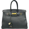 エルメス HERMES バーキン35 □H刻印 ブラック/ホワイトステッチ ゴールド金具 トゴ レディース ハンドバッグ