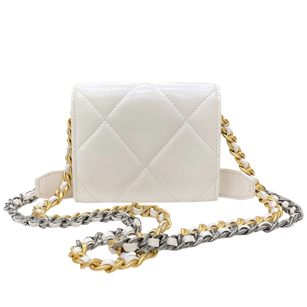 シャネル CHANEL CHANEL19フラップコインパース A1787 ホワイト/SV金具/GD金具 ラムスキン レディース ショルダーバッグ