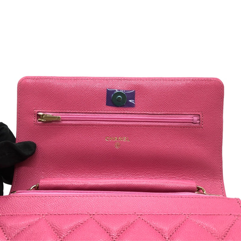 シャネル CHANEL チェーンウォレット AP0250 ピンク/GD金具 キャビアスキン レディース ウォレットチェーン