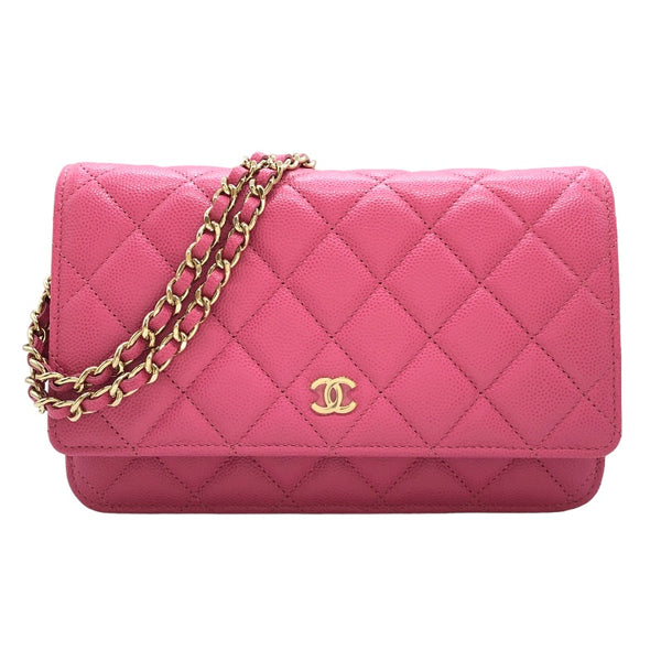 シャネル CHANEL チェーンウォレット AP0250 ピンク/GD金具 キャビアスキン レディース ウォレットチェーン