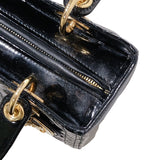 クリスチャン・ディオール Christian Dior レディディオール ミディアム ストラップ欠品 ブラック/ゴールド金具 エナメル レディース ハンドバッグ
