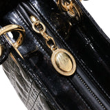 クリスチャン・ディオール Christian Dior レディディオール ミディアム ストラップ欠品 ブラック/ゴールド金具 エナメル レディース ハンドバッグ