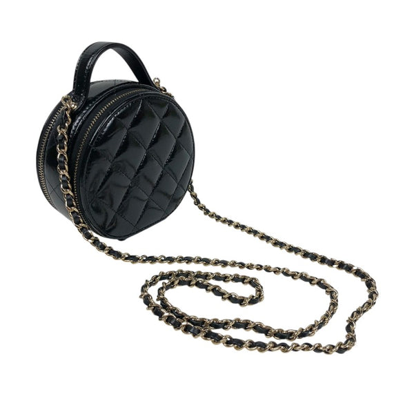 シャネル CHANEL ラウンドミニショルダーバッグ AP2940 ブラック ゴールド金具 パテントレザー レディース ショルダーバッグ