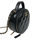シャネル CHANEL ラウンドミニショルダーバッグ AP2940 ブラック ゴールド金具 パテントレザー レディース ショルダーバッグ