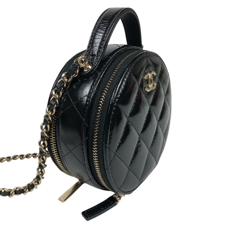 シャネル CHANEL ラウンドミニショルダーバッグ AP2940 ブラック ゴールド金具 パテントレザー レディース ショルダーバッグ