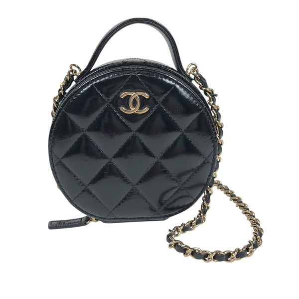 シャネル CHANEL ラウンドミニショルダーバッグ AP2940 ブラック ゴールド金具 パテントレザー レディース ショルダーバッグ