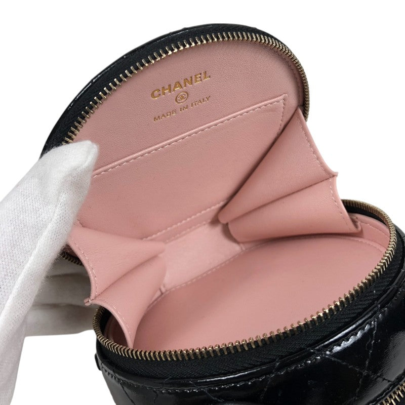 シャネル CHANEL ラウンドミニショルダーバッグ AP2940 ブラック ゴールド金具 パテントレザー レディース ショルダーバッグ