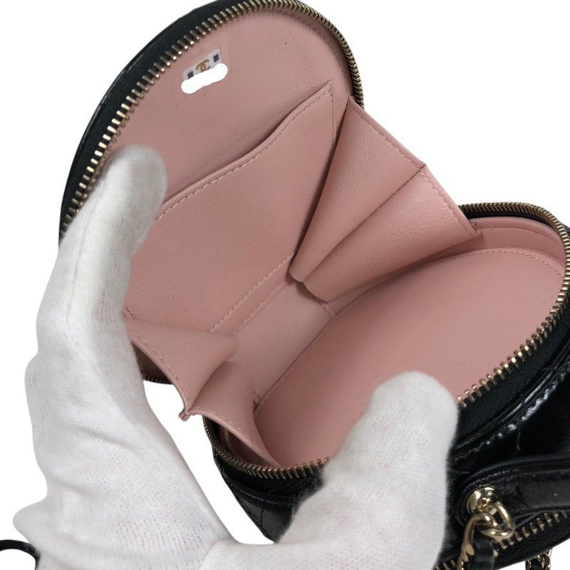 シャネル CHANEL ラウンドミニショルダーバッグ AP2940 ブラック ゴールド金具 パテントレザー レディース ショルダーバッグ