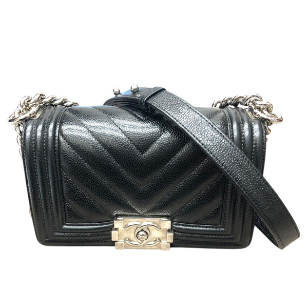 シャネル CHANEL ボーイシャネル20 シェブロン A67085 ブラック キャビアスキン レディース ショルダーバッグ