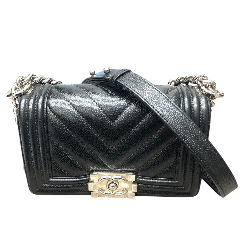 シャネル CHANEL ボーイシャネル20 シェブロン A67085 ブラック キャビアスキン レディース ショルダーバッグ
