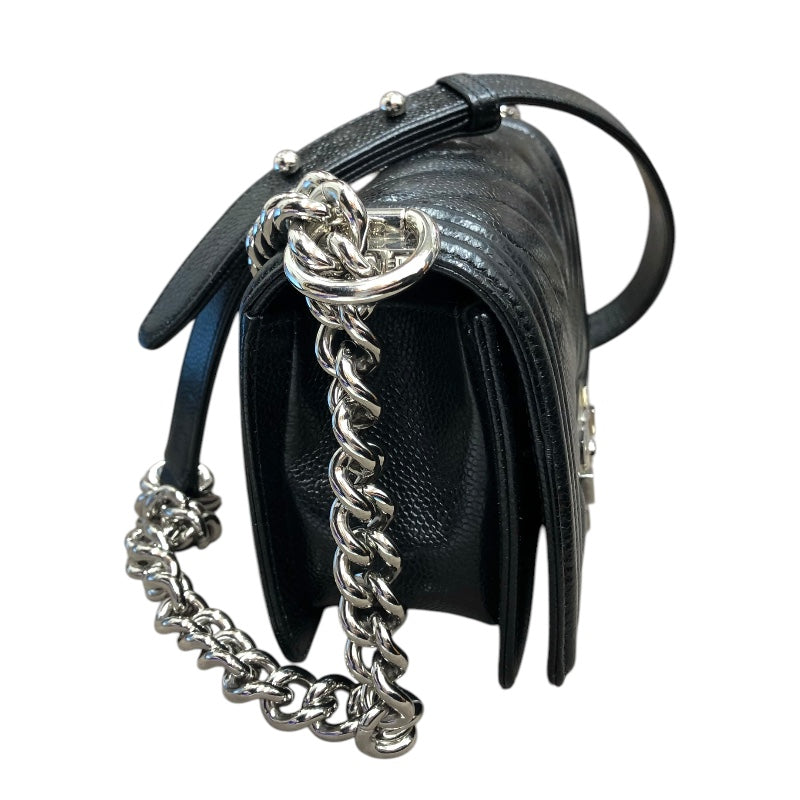 シャネル CHANEL ボーイシャネル20 シェブロン A67085 ブラック キャビアスキン レディース ショルダーバッグ