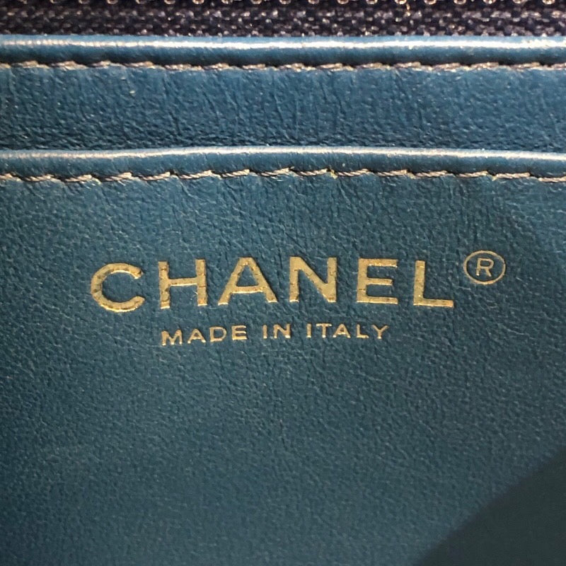 シャネル CHANEL Vステッチ2WAYバッグ ブルー ゴールド金具 ラム レディース ショルダーバッグ