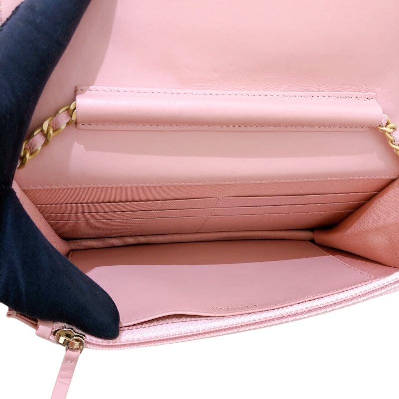 シャネル CHANEL ボーイシャネルチェーンウォレット A81969 ピンク　GD金具 キャビアスキン レディース ショルダーバッグ