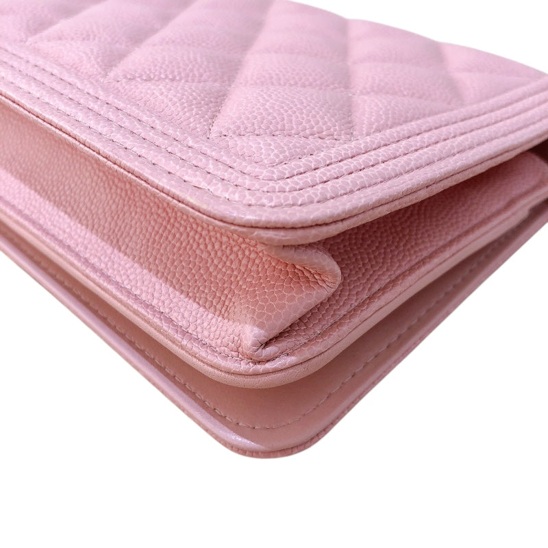 ピンクで可愛く♪ CHANEL チェーンウォレット トップハンドル シャネル マトラッセ キャビアスキン チェーンウォレット トップ