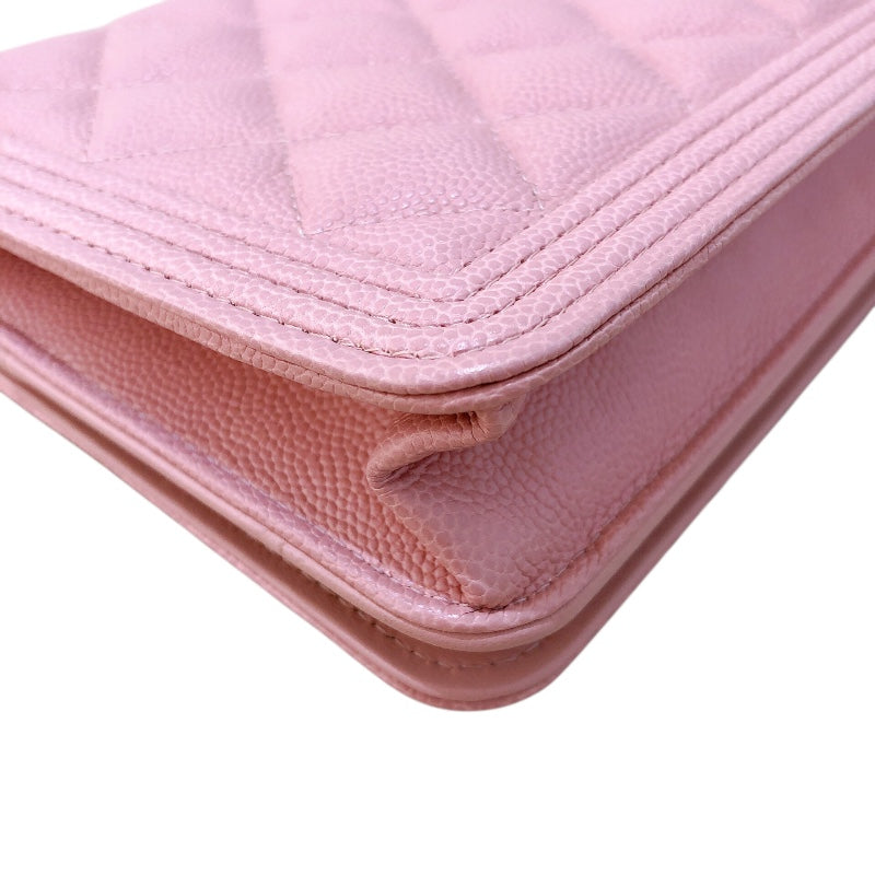 シャネル CHANEL ボーイシャネルチェーンウォレット A81969 ピンク　GD金具 キャビアスキン レディース ショルダーバッグ