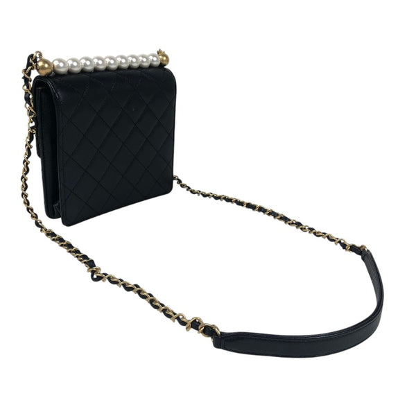 シャネル CHANEL マトラッセパールチェーンショルダー AS0584 ブラック ゴールド金具 ラムスキン レディース ショルダーバッグ