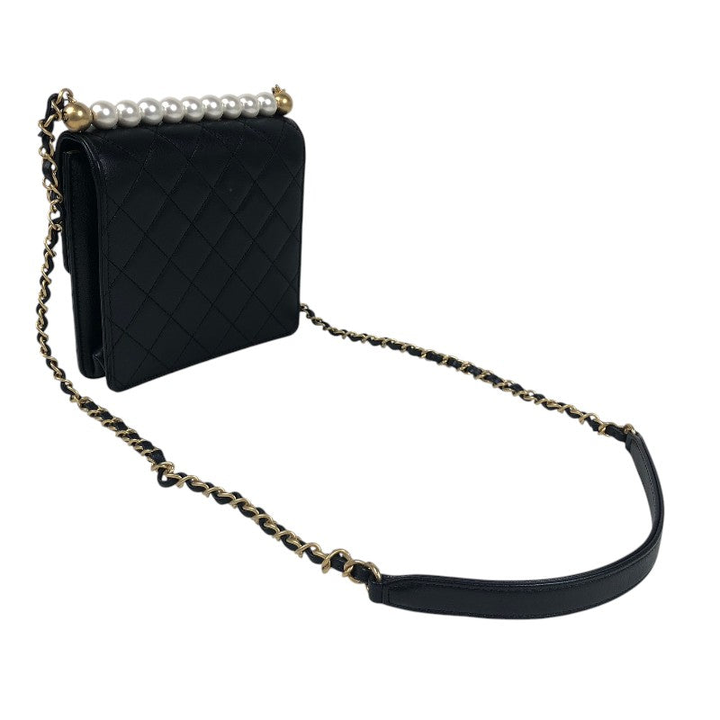 シャネル CHANEL マトラッセパールチェーンショルダー AS0584 ブラック ゴールド金具 ラムスキン レディース ショルダーバッグ