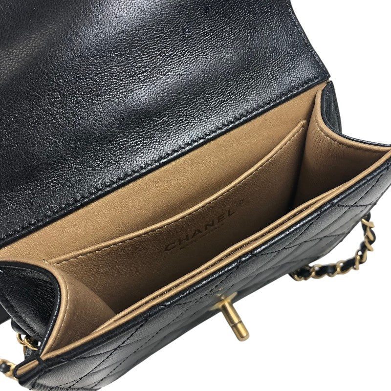 シャネル CHANEL マトラッセパールチェーンショルダー AS0584 ブラック ゴールド金具 ラムスキン レディース ショルダーバッグ