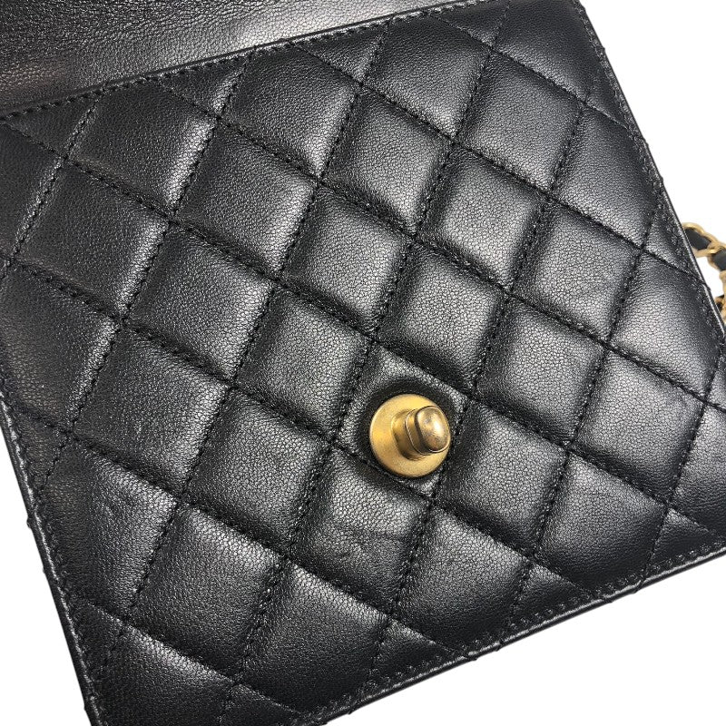シャネル CHANEL マトラッセパールチェーンショルダー AS0584 ブラック ゴールド金具 ラムスキン レディース ショルダーバッグ