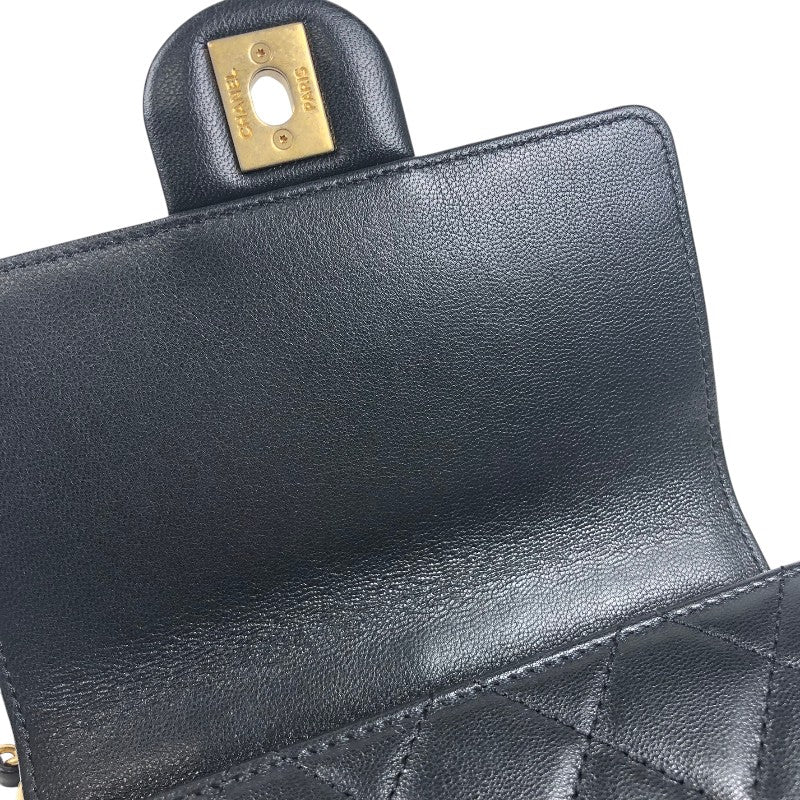 シャネル CHANEL マトラッセパールチェーンショルダー AS0584 ブラック ゴールド金具 ラムスキン レディース ショルダーバッグ