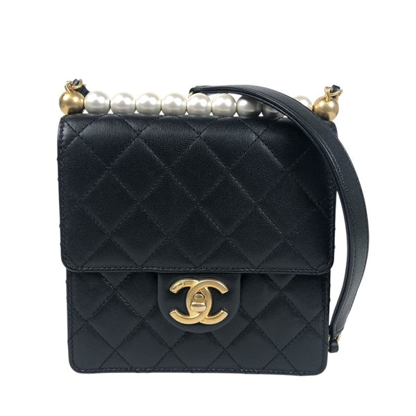 シャネル CHANEL マトラッセパールチェーンショルダー AS0584 ブラック ゴールド金具 ラムスキン レディース ショルダーバッグ