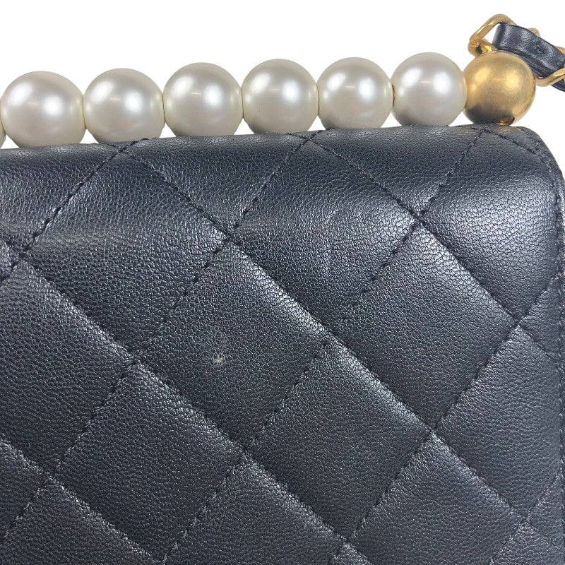 シャネル CHANEL マトラッセパールチェーンショルダー AS0584 ブラック ゴールド金具 ラムスキン レディース ショルダーバッグ