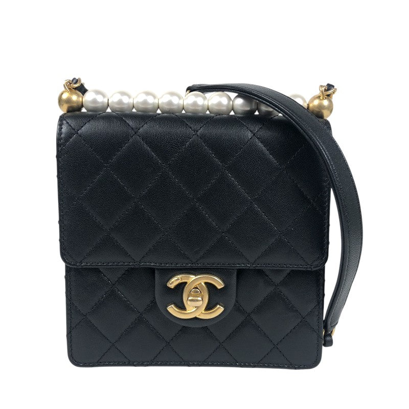シャネル CHANEL マトラッセパールチェーンショルダー AS0584 ブラック ゴールド金具 ラムスキン レディース ショルダーバッグ