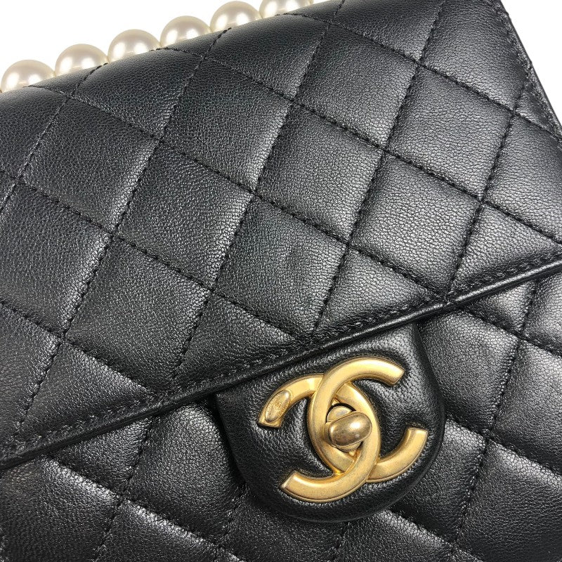 シャネル CHANEL マトラッセパールチェーンショルダー AS0584 ブラック ゴールド金具 ラムスキン レディース ショルダーバッグ