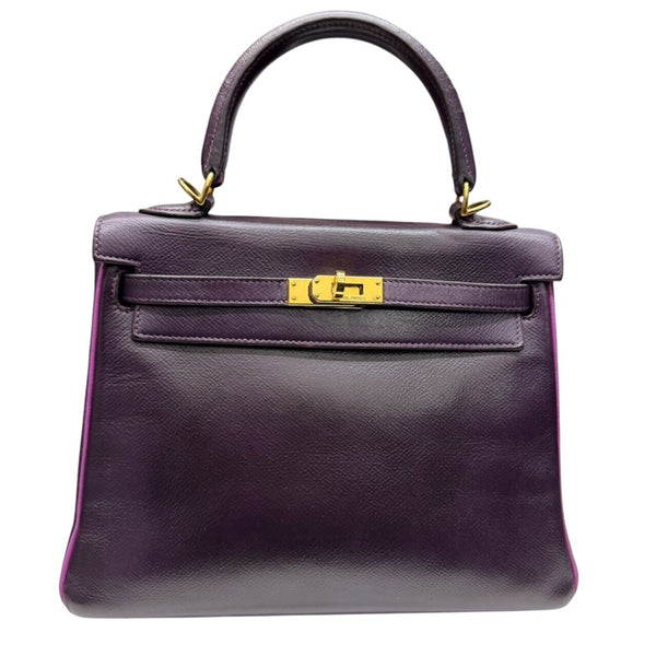 エルメス HERMES ケリー25 バイカラー □H刻印 レザン・シクラメン