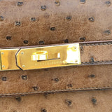エルメス HERMES ケリー35　外縫い 〇Y刻 コカオン/GD金具 オーストリッチ レディース ハンドバッグ