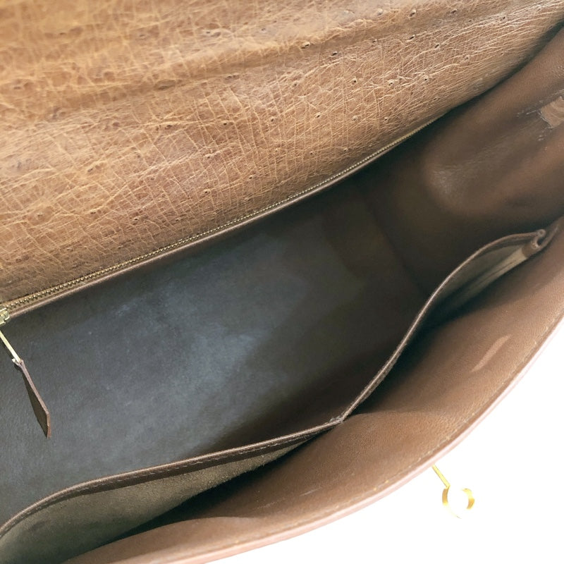 エルメス HERMES ケリー35　外縫い 〇Y刻 コカオン/GD金具 オーストリッチ レディース ハンドバッグ