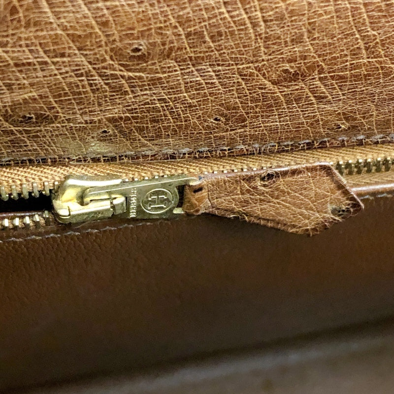 エルメス HERMES ケリー35　外縫い 〇Y刻 コカオン/GD金具 オーストリッチ レディース ハンドバッグ