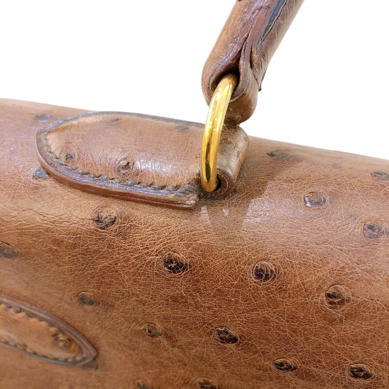 エルメス HERMES ケリー35　外縫い 〇Y刻 コカオン/GD金具 オーストリッチ レディース ハンドバッグ