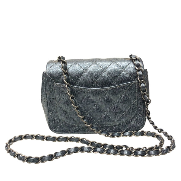 シャネル CHANEL ミニマトラッセ17 A35200 メタリックブルー　SV金具 キャビアスキン ユニセックス ショルダーバッグ