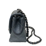 シャネル CHANEL ミニマトラッセ17 A35200 メタリックブルー　SV金具 キャビアスキン ユニセックス ショルダーバッグ