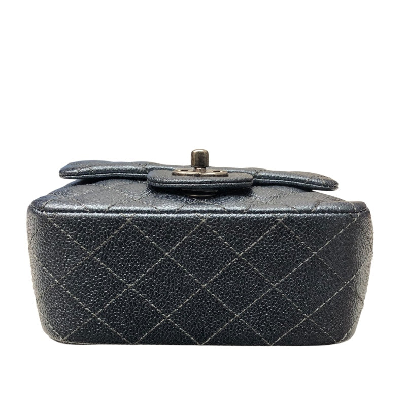 シャネル CHANEL ミニマトラッセ17 A35200 メタリックブルー　SV金具 キャビアスキン ユニセックス ショルダーバッグ