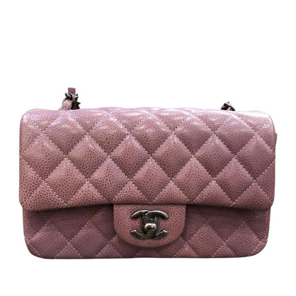 シャネル CHANEL ミニマトラッセ20 A69900 パープル SV金具 キャビアスキン ユニセックス ショルダーバッグ