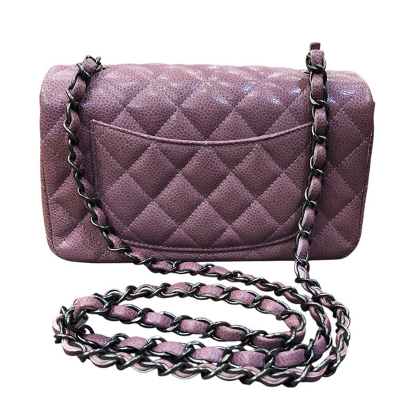 シャネル CHANEL ミニマトラッセ20 A69900 パープル SV金具 キャビアスキン ユニセックス ショルダーバッグ