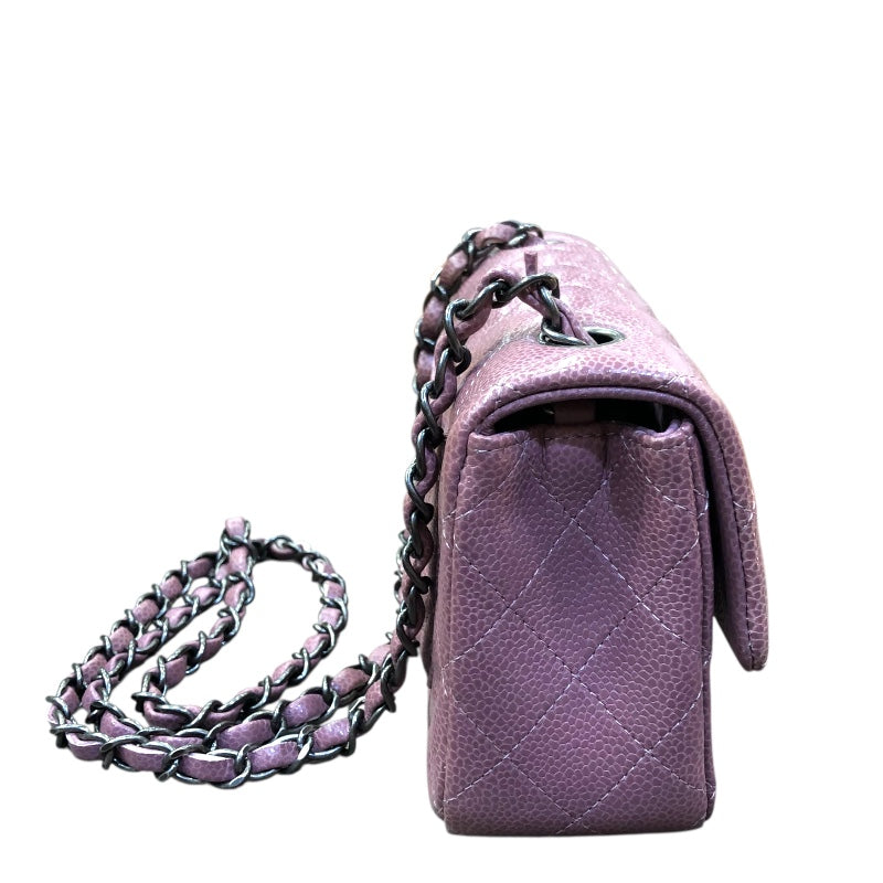 シャネル CHANEL ミニマトラッセ20 A69900 パープル SV金具 キャビアスキン ユニセックス ショルダーバッグ