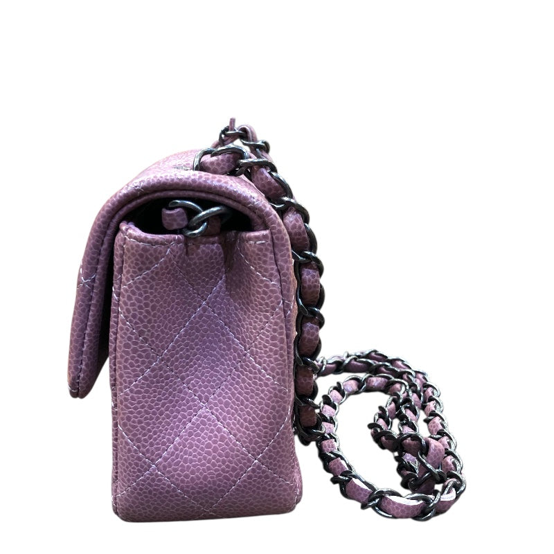 シャネル CHANEL ミニマトラッセ20 A69900 パープル SV金具 キャビアスキン ユニセックス ショルダーバッグ