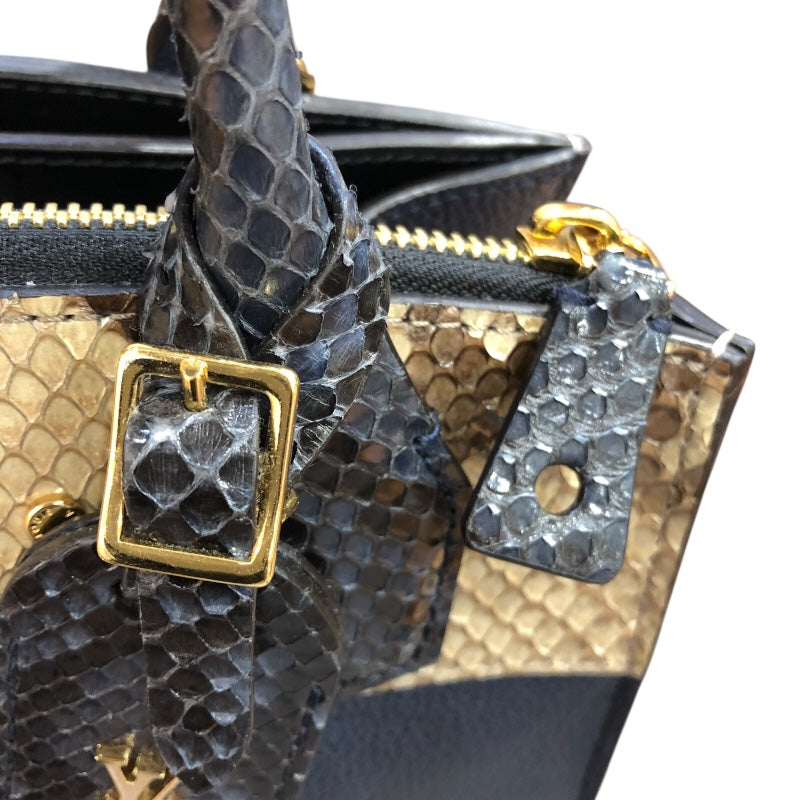 ルイ・ヴィトン LOUIS VUITTON シティスティーマーミニ N96317 ネイビー　GD金具 パイソン/カーフ レディース ハンドバッグ