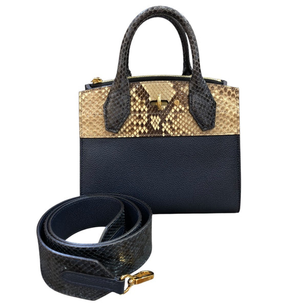 ルイ・ヴィトン LOUIS VUITTON シティスティーマーミニ N96317 ネイビー　GD金具 パイソン/カーフ レディース ハンドバッグ