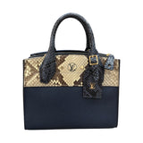 ルイ・ヴィトン LOUIS VUITTON シティスティーマーミニ N96317 ネイビー　GD金具 パイソン/カーフ レディース ハンドバッグ