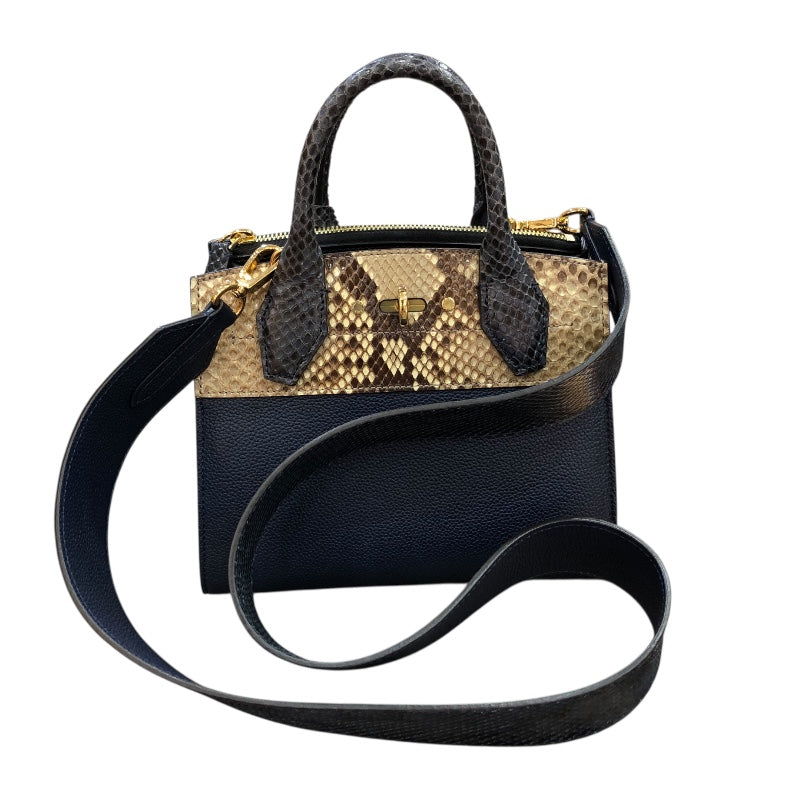 ルイ・ヴィトン LOUIS VUITTON シティスティーマーミニ N96317 ネイビー　GD金具 パイソン/カーフ レディース ハンドバッグ