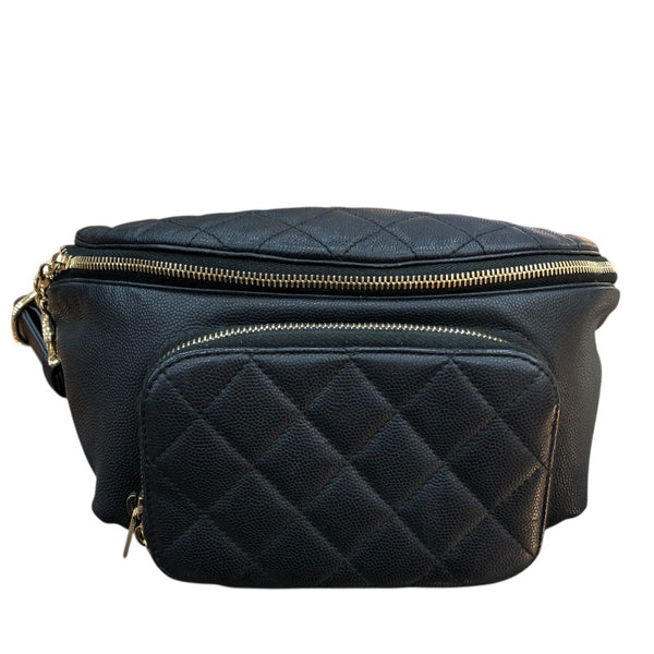シャネル CHANEL マトラッセウエストバッグ AS0465 ブラック GD金具 キャビアスキン ユニセックス ウエストバッグ